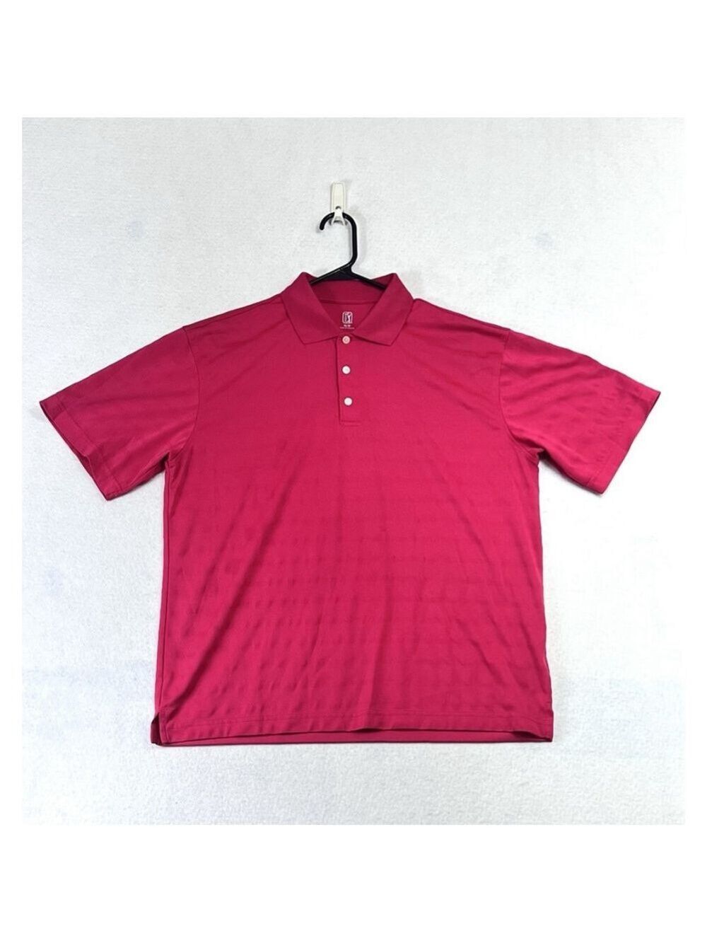 PGA TOUR Men Golf Shirts Size Medium Hot Pink Polo Shirt Soft Athletic